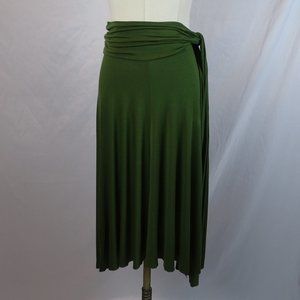 Cute Green Cotton Jersey Midi Skirt